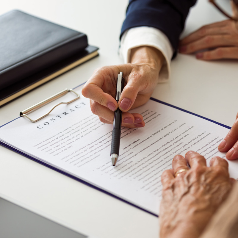 lawyer going over contract