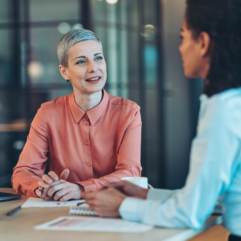 lawyer talking to client
