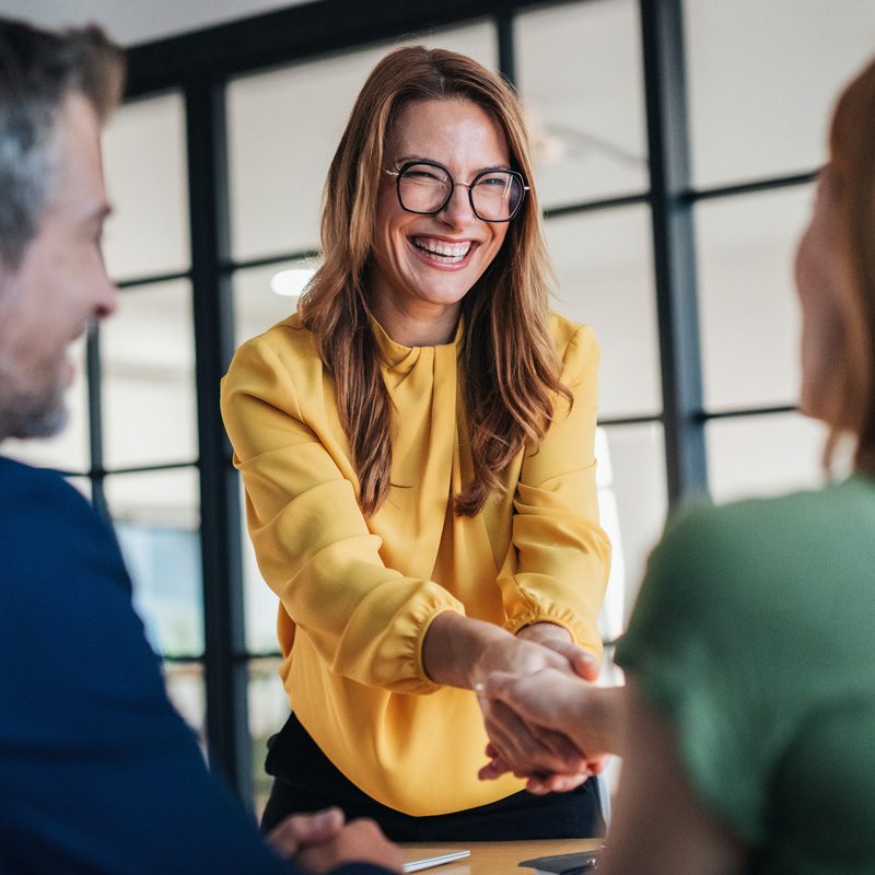 lawyer shaking hands with client